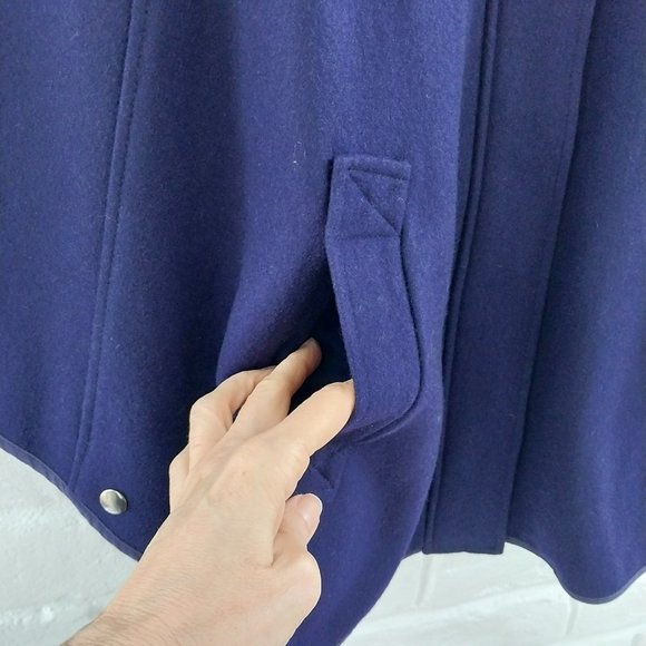 Boston Proper Poncho Cape Womens Medium Purple Full Zip Wool Blend Sweater - Picture 6 of 12